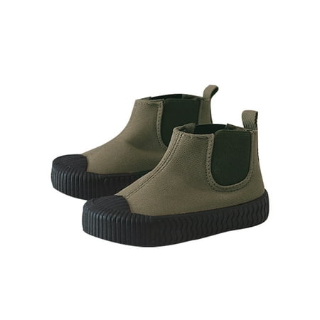 

Harsuny Boys Winter Boots Soft Sole Ankle Boot Canvas Chelsea Booties School Lightweight Breathable Shoes Plush Lined Warm Bootie Olive Green 9C