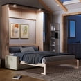 thumbnail image 2 of Euroco Wood Queen Size Murphy Bed, Convertible Wall Bed with Sofa and LED Light, Beige, 2 of 13