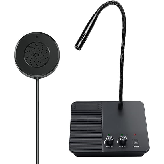 Window Speaker Intercom System Intercoms 2 Way Anti-Interference Intercommunication Microphone Counter Intercoms for Business, , Office, , Store, Station, School, Counter,