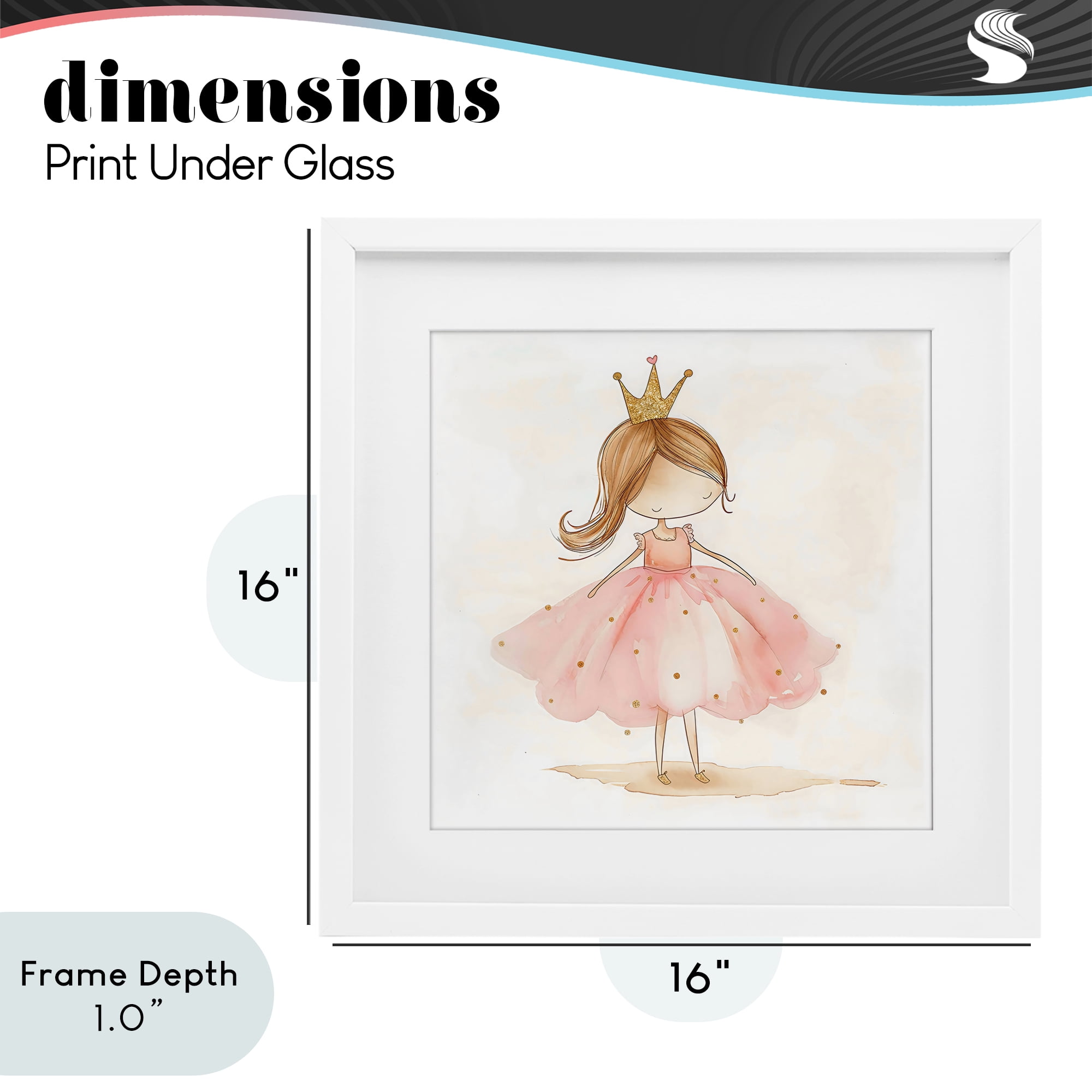 Stupell Industries Little Princess with Crown White Framed Print Under Glass, design by Creative Studio