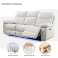 thumbnail image 4 of Comfort Stretch 3 Seater Power Recliner Chair Sofa Set for Living Room,Faux Leather Electric White Home Theater Seating Reclining Sofa Couch with Flipped Middle Backrest,LED Light,USB Port,Cup Holders, 4 of 6