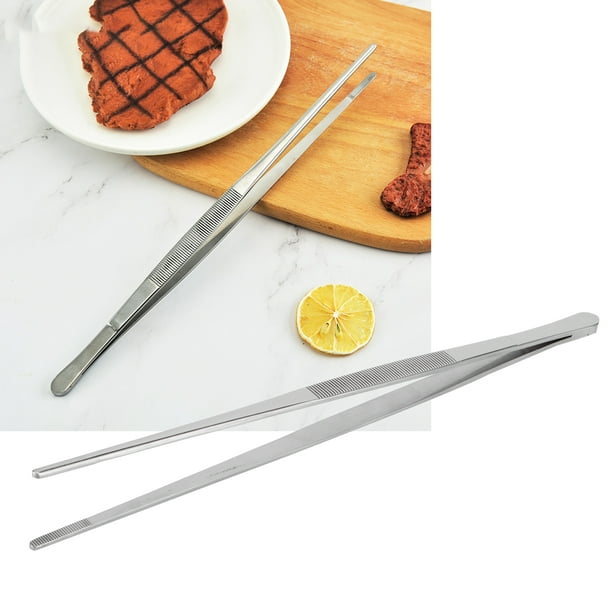 Pince à main de salade de barbecue de nourriture de pince à glace de  cuisine d'acier inoxydable de silicone (orange)