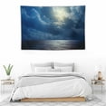 thumbnail image 4 of Creowell  Ocean Tapestry, Romantic Full Moon Between Clouds Over a Quiet Dramatic Sea Tranquil Image, Wide Wall Hanging for Bedroom Living Room Dorm,60x40 Inch, Navy Blue 60x40in, 4 of 7