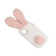 thumbnail image 2 of for iPhone 14 Pro Case for Girls, Luxury Women Cute Toy Warm Furry Fuzzy Soft Rabbit Ear Faux Fur Hair Plush Diamond Camera Frame Warm Winter Skin Case Cover for iPhone 14 Pro, White+Pink, 2 of 3