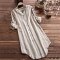 thumbnail image 2 of XZNGL Plus Size Top Women Button Up Pullover Cotton Striped Top Plus Size Tunic Blouse Button Up Shirt, 2 of 9