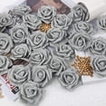 thumbnail image 5 of Artificial Rose Flower Heads, Real Looking Silver Gray Foam Fake Roses for DIY Wedding Baby Shower Centerpieces Arrangements Party Tables Home Decorations (Silver Gray, Stemless), 5 of 5