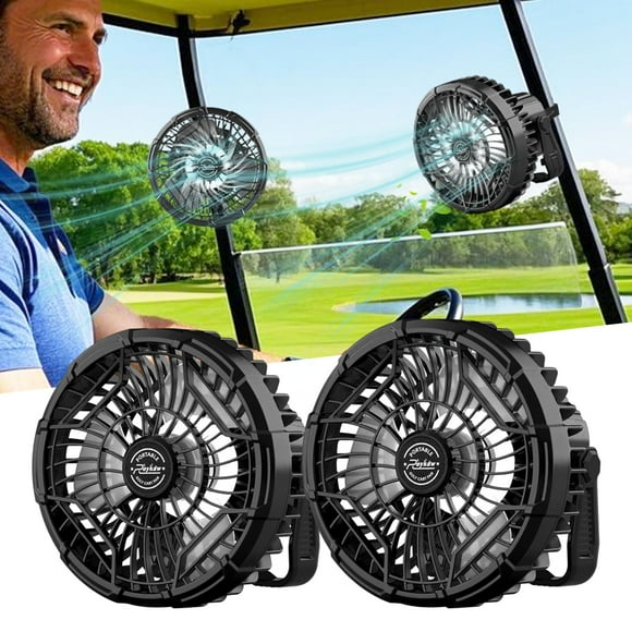 Ventilador para Carrito de Golf Roykaw 10400mAh con Luz LED 24 Horas 2 Unidades