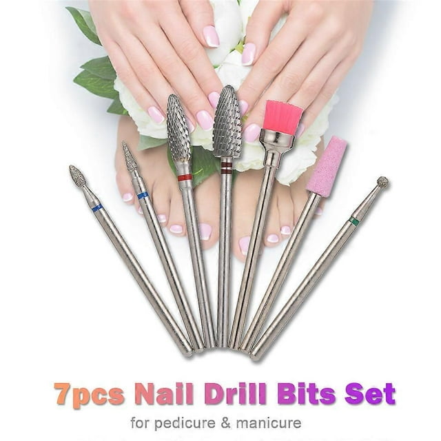 7pcs Nail Drill Bits Set for Pedicure & Manicure Replacement Drill Bits Heads Electric Nail Drill Machine Accessories