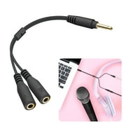 3.5mm Female to Dual 3.5mm Male Gold Plated Mic Audio Y Splitter Adapter Cable by Cellet - Black