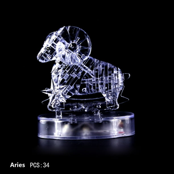 Rompecabezas de Cristal Transparente onlyliua con Doce Luces Led y Destellos Astrológicos