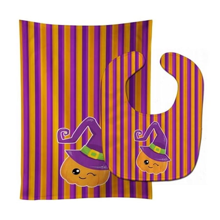 Halloween Pumpkin Witch Baby Bib & Burp Cloth