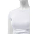 thumbnail image 3 of FashionMille Women's Ruched Side Shierred String Trim Short Sleeve Soft Crop Top - Made in USA, 3 of 5