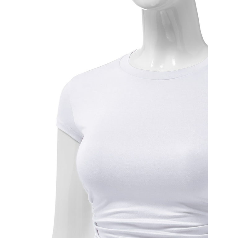 FashionMille Women's Ruched Side Shierred String Trim Short FashionMille Women's Ruched Side Shierred String Trim Short