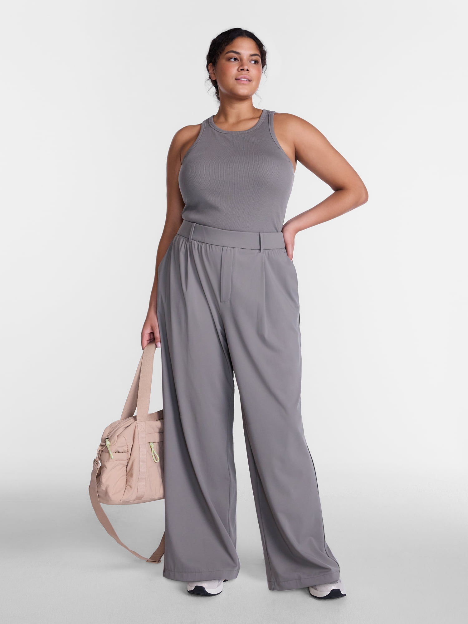 Avia Women's and Women's Plus Interlock Wide Leg Trousers, 31" Inseam, Sizes XS-4X