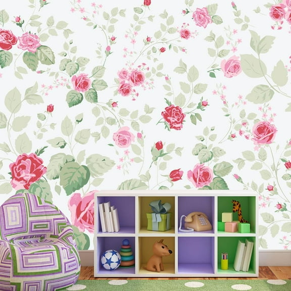 Tiptophomedecor Floral Wallpaper Wall Mural - Rosy Pleasures