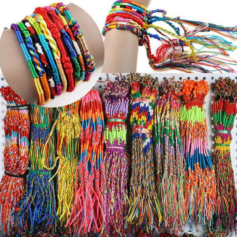 10 PCS Handmade Thread Woven Friendship Cords Hippie Anklet Braid Bracelet Colorful Cords Bracelet