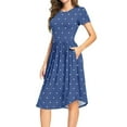 thumbnail image 3 of HAOMEILI Women Casual Short/Long Sleeve Dresses Empire Waist Knee Length Loose Dress with Pockets, 3 of 7