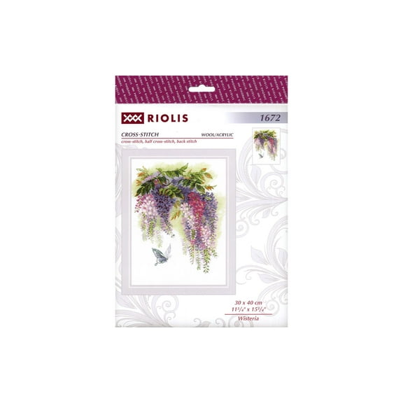 RIOLIS Counted Cross Stitch Kit 11.75"X15.75"-Wisteria (14 Count)