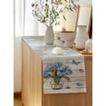thumbnail image 5 of Table Runner 70 Inches Long for Kitchen Dining, Blue Tulip Dresser Scarf Farmhouse, Dining Table Decorations for Wedding/Parties, Vintage Spring Floral Retro Art Butterfly Wooden 13 x 70 In, 5 of 8
