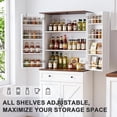 thumbnail image 4 of Ktaxon Mid-Century Kitchen Pantry with Storage, 72" Barn Door Food Cabinet with Large Drawer and Adjustable Shelves for Living Room, White & Brown, 4 of 8