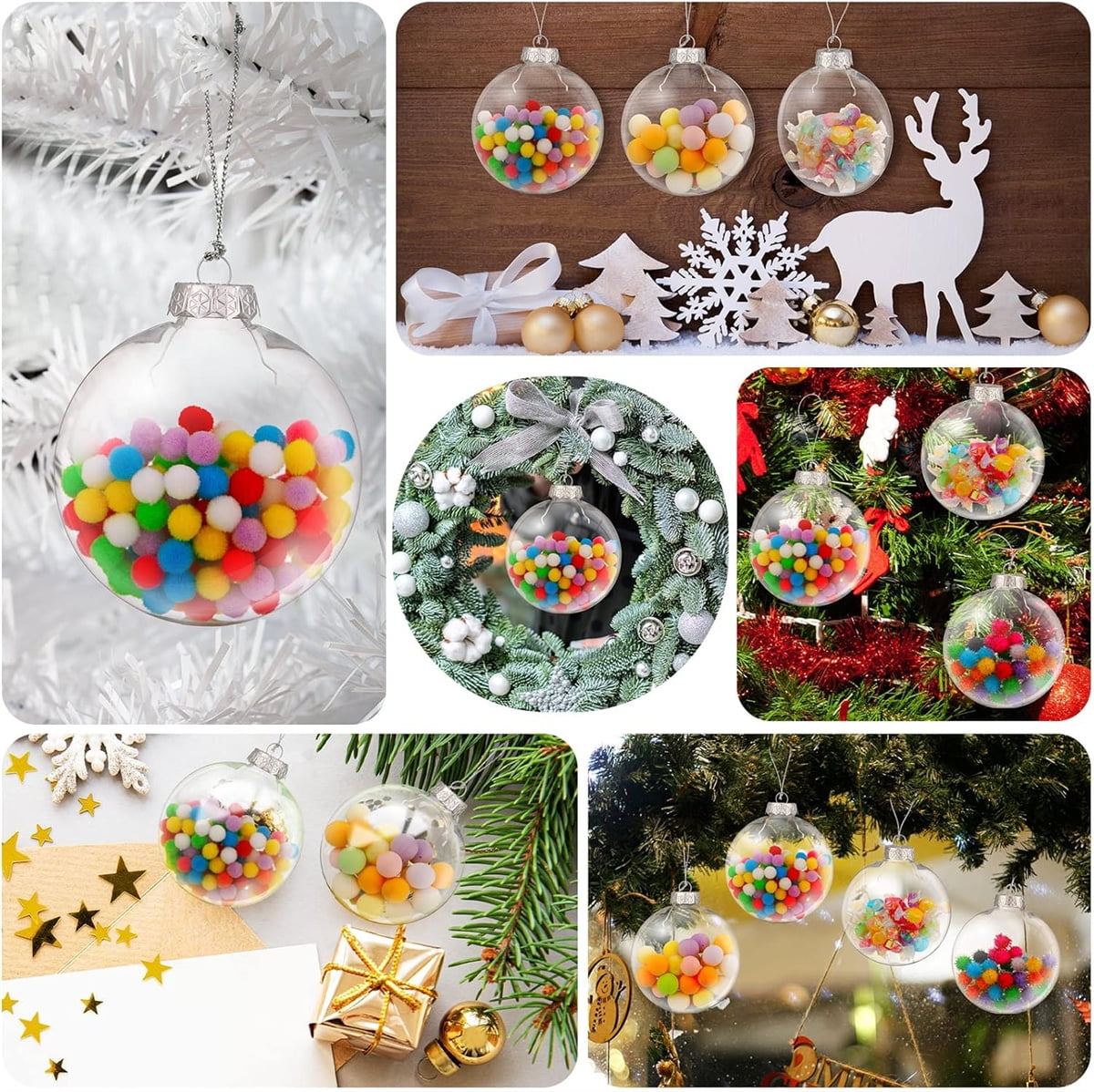 Tutuviw 36 Pcs 3in Christmas Ball Ornaments DIY Flat Fillable Ornament Balls Clear Plastic Fillable Hanging Ornament Ball Christmas Bulbs Fillable Flat Disc for DIY Crafts Projects Christmas Decor