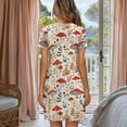 thumbnail image 2 of FKELYI Retro Mushroom Leaf Print Women's Nightgowns Soft Sleepwear Dress Crew Neck Sleep Dress Comfy Button Down Pajama Dress Short Sleeve Loungewear for Spring Summer, L, 2 of 6
