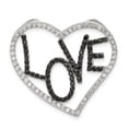 thumbnail image 1 of Solid 925 Sterling Silver Black and White CZ Cubic Zirconia Love in Heart Chain Slide Pendant Charm, 1 of 3