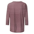 thumbnail image 4 of aidice Womens T Shirts Eyelet Round Neck 3/4 Sleeve Tops Comfy Fitting Casual Solid Color Tee Shirts, 4 of 5