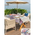 thumbnail image 6 of 60x102 Inch Outdoor Tablecloth with Umbrella Hole Zipper Rectangle Pink Blue Floral Rectangular Tablecloths Outside Waterproof Butterflies Retro Oil Painting Patio Table Cloth Cover for Picnic Party, 6 of 8
