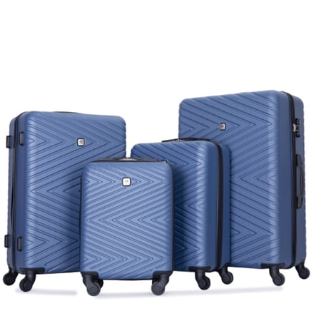 CHAMPFLAG ABS Hard Side Luggage 4-Piece Set, Blue Spinner Suitcases with TSA Lock &; Lightweight Design