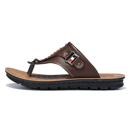 Au Fashion Summer Men Genuine Leather Flip Flops Slippers Beach Sandals Canada - Leather Flip Flops Canada Au Fashion Summer Men Genuine Leather Flip Flops Slippers Beach Sandals Canada - Leather Flip Flops Canada