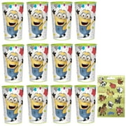 Minion Madness Party Pack - 12 Reusable Cups - Despicable Me Birthday Supplies - Fun Favors for Kids - Cartoon Character Themed Celebration