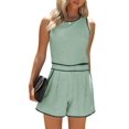 thumbnail image 2 of Summer Women 2 Piece Outfits Color Block Sleeveless Tops and Shorts Sets, 2 of 4