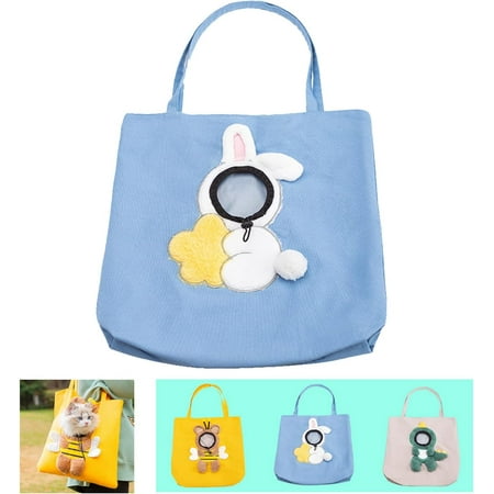 Hgudesign -Shaped Show Head Pet Canvas Shaped Shoulder Bag  Small Dog Outdoor Carrying Travel Handbag Bag  Animal Sling Carrier  Pet Sling Carriers for Small Dogs (Blue)