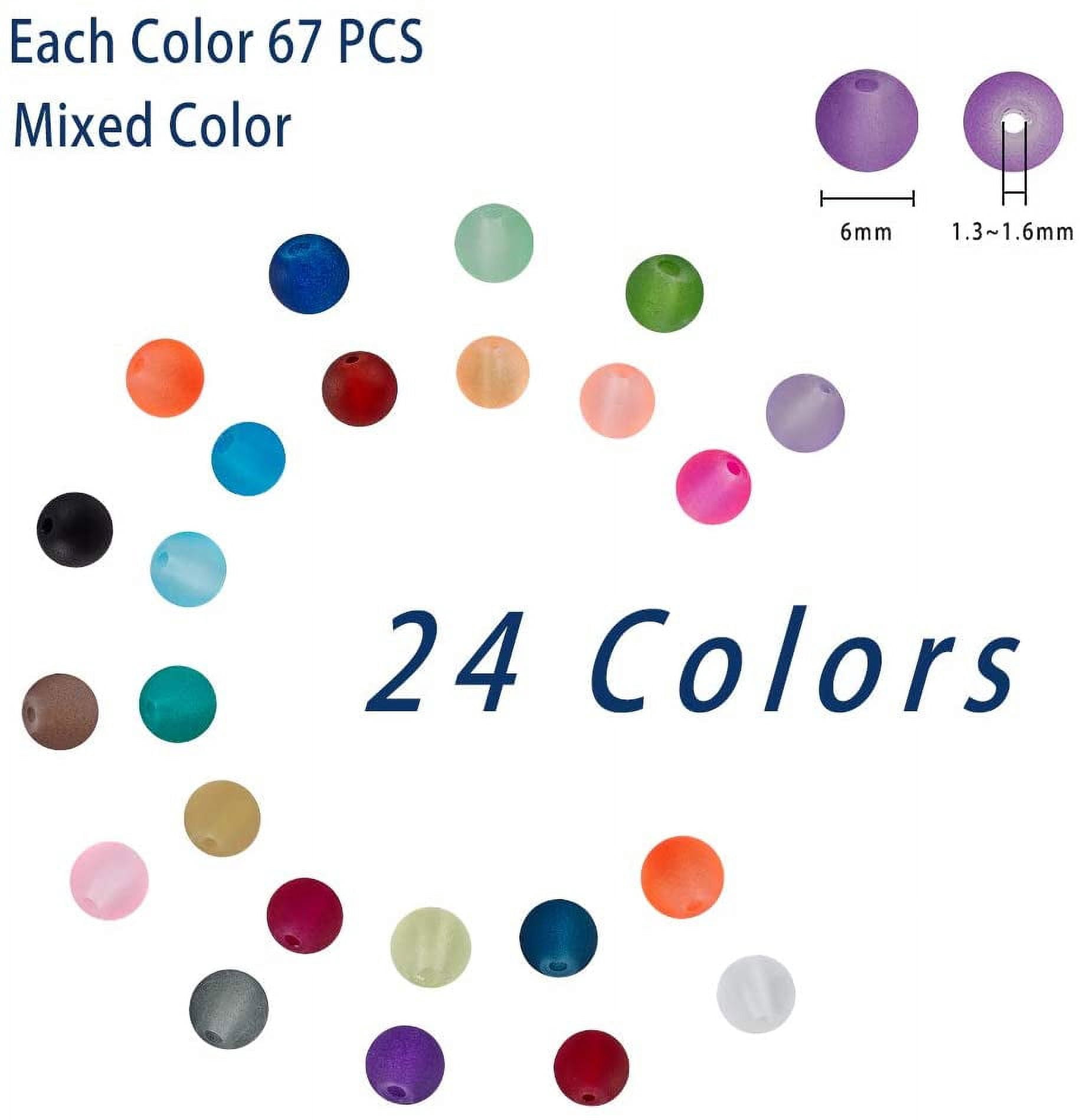 1560pcs 6mm Frosted Glass Beads Candy Color for Bracelets Making