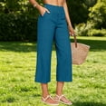 thumbnail image 4 of Womens Cotton Linen Pants Petite 2026 Summer Lightweight High Waist Straight Leg Solid Trousers, 4 of 6
