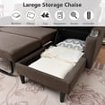 thumbnail image 6 of Lecut L Shaped Sofa Couch with Pull Out Bed Sleeper Sofa Sectional for Living Room Comfy Linen Fabric Tufted Pull Out Couch with Storage Chaise Cup Holders 75" Coffee, 6 of 9