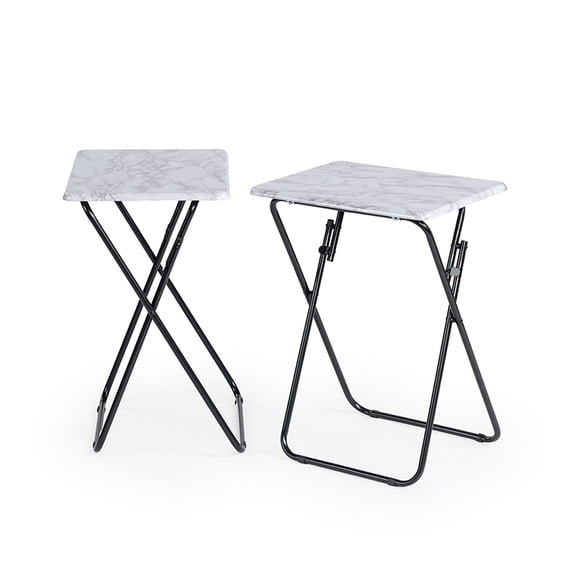 YINYUN 2-Piece Square Folding Table - Lightweight Portable Folding Table - Compact Table for Camping, Office Use, and Crafts (White)