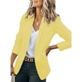 thumbnail image 1 of Innerwin Blazers Solid Color Women Cardigan Jacket Work Shawl Neck Slim Fit Business Jackets Yellow 2XL, 1 of 6