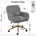 thumbnail image 4 of PAPROOS Vanity Chair with Back, Home Office Chair, Ergonomic Home Desk Chair with Artificial Rabbit Hair, Adjustable Swivel Task Computer Chair with Arm, Wheels, Gray, 4 of 9
