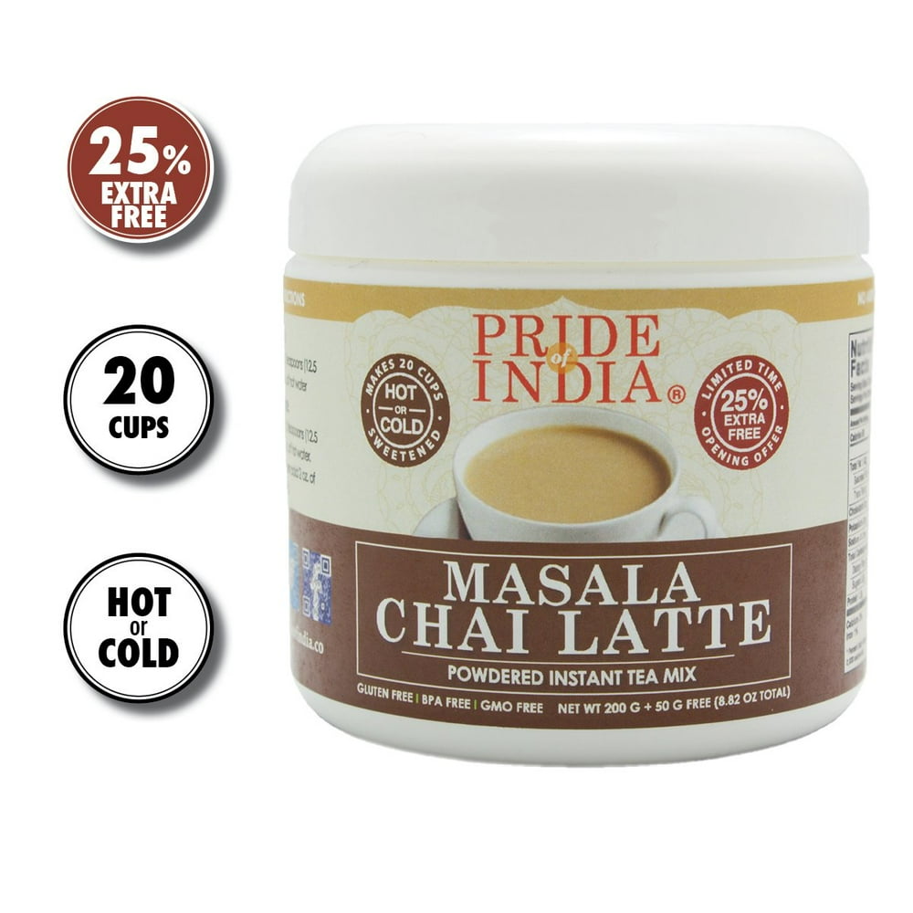 Pride of India Masala Chai Latte Powdered Instant Tea Premix, 8.82 oz (250 Gm) Jar Walmart
