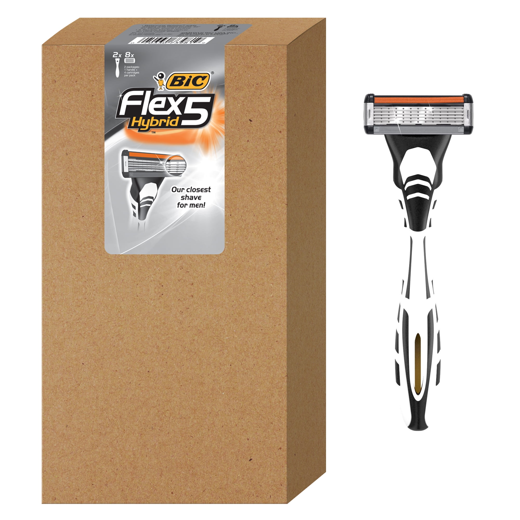 BIC Flex 5 Hybrid Men's Disposable Razor, 2 Handles, 8 Razor Cartridges ...