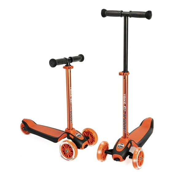 YBIKE GLX Boost Scooter avec Direction Réglable et Hauteur de Guidon pour les Enfants Âgés de 2 à 13 Ans, Orange