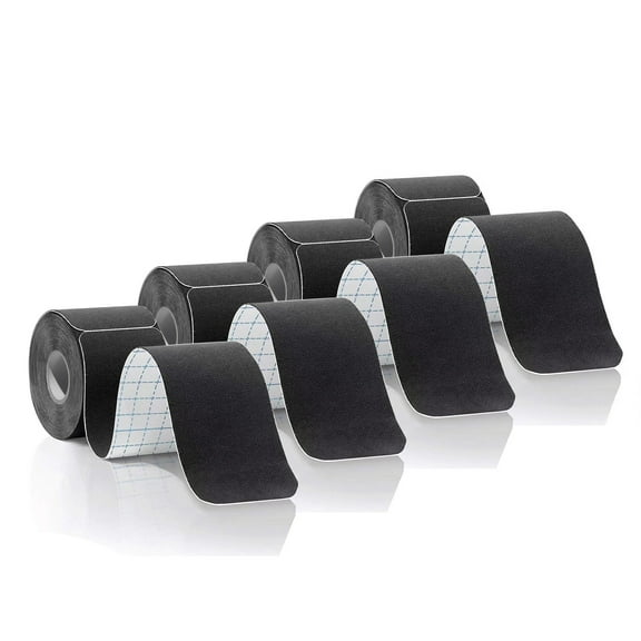 Kinesiology Tape Precut, Athletic Sports Tape Adhesive for Muscles Ankle Neck Knee Shoulder Promotes Recovery and Providing Support, Total 80 Precut Strips(Black) 4PCS