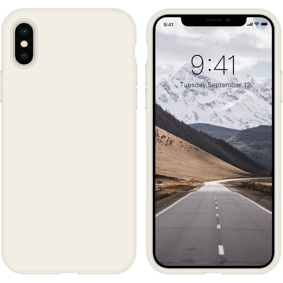 iPhone Xs Max Case Liquid Silicone Gel Rubber Slim Phone Case Soft Anti-Scratch Durable Microfiber Lining Full Body Shockproof Protective Smooth Cover for iPhone Xs Max 6.5", Creamy White