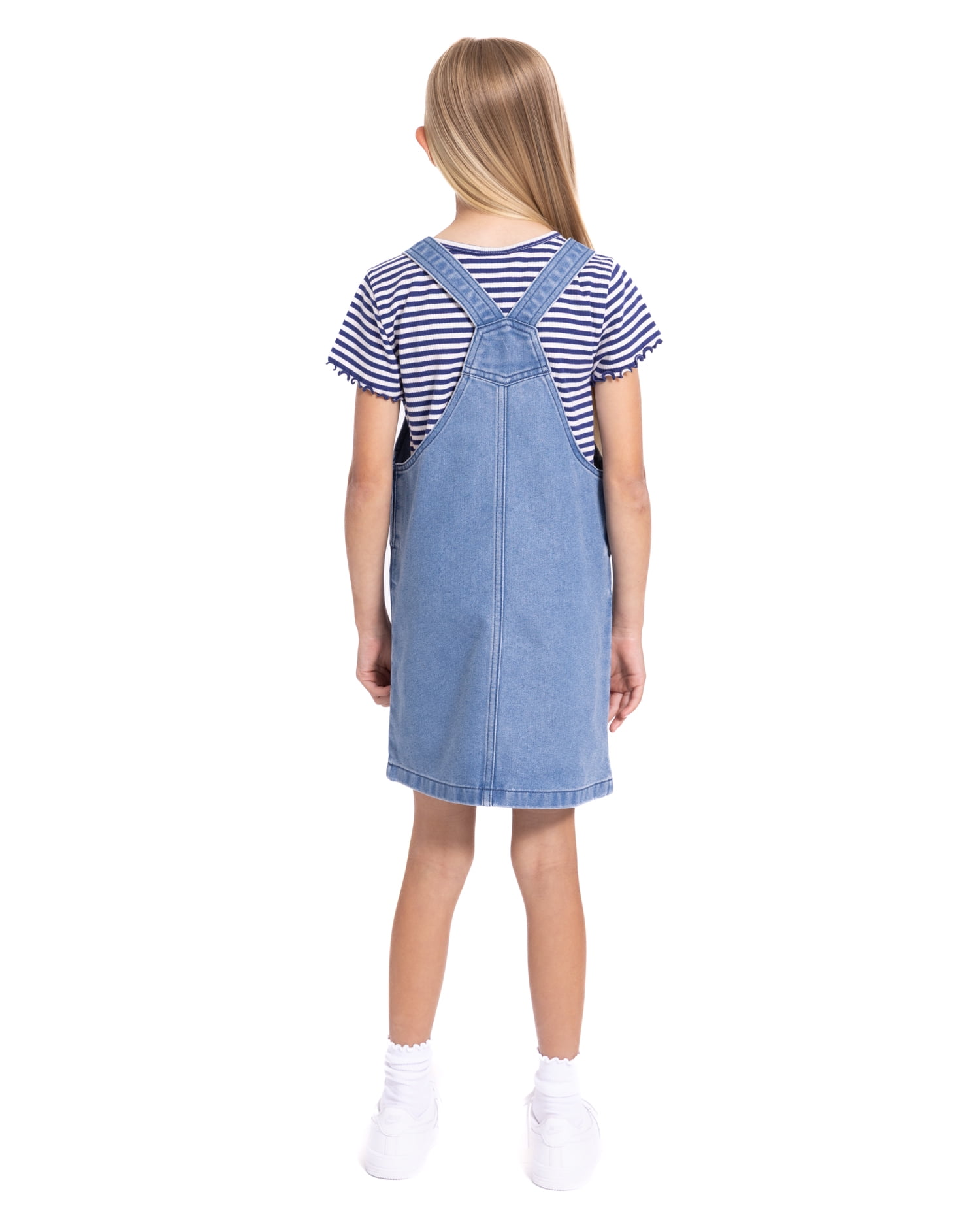 Powerpuff Girls Girls Graphic Ribbed Tee and Denim Jumper Dress Set, 2 Piece, Sizes 4-12