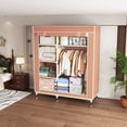 thumbnail image 3 of 105cm Peach Color Compact Portable Closet Wardrobe, Multi-Layer Non-Woven Fabric Clothing Storage Organizer with Sturdy Steel Pipe, for Small Bedroom Dorm Apartment Tiny Space, 3 of 10