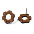 thumbnail image 3 of 20pairs Walnut Wood Stud Earring Findings with Hole and 304 Stainless Steel Pin Hollow Flower Peru 17.5x17.5mm Hole: 1.6mm Pin: 0.7mm Wood, 3 of 3