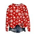 thumbnail image 5 of Womens Sweatshirts Christmas Printed Sweatshirt Long Sleeved Winter Loose Top Knitted Round Neck Sweatshirt Red M, 5 of 5