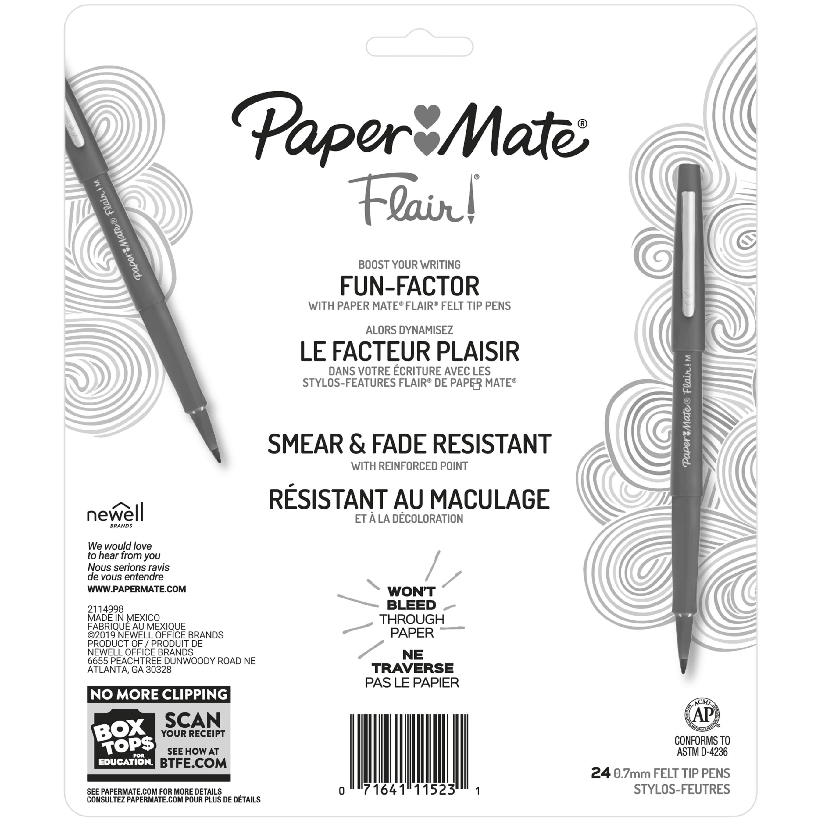 Paper Mate Flair Felt Tip Pens, Medium Point, Assorted Colors, 24 Count 